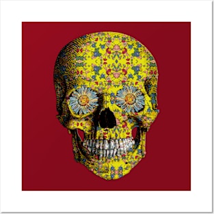 Yellow Floral Skull V2 Posters and Art